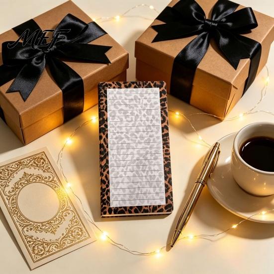 School Supplies for Students 2PCS Leopard Print Magnetic Sticky Notepad, Retro Style Memo Pads with Kitchen Message Board Strong Backing, Decorative
