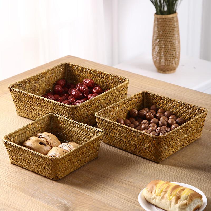 ZISIZ Handmade Seagrass Desktop Storage Basket