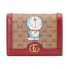 X Doraemon Коллаборация Винтажный Логотип Складной вдвое Держатель для карт из холста и кожи Унисекс Аксессуары Эбеновый Красный 647788-2TWAG-8580