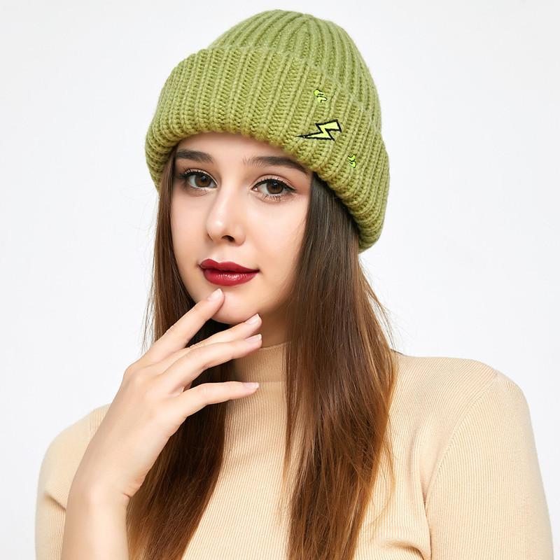 Модная шапка для мужчин и женщин, вязаная шапка унисекс, зимняя шерстяная вышитая теплая шапка для женщин, модные аксессуары