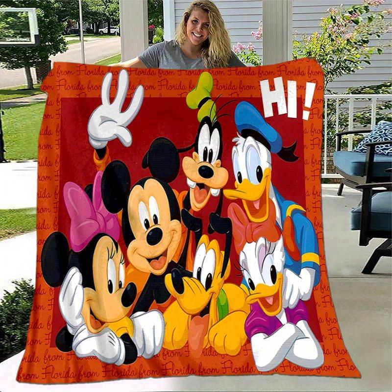 1pc Mickey Mouse and Minnie Flannel Throw Blanket - Soft, Cozy, And Versatile For All Seasons - Perfect For Couch, Bed, Office, And Travel C