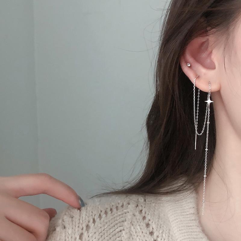 Серебро s925, новые модные длинные серьги со звездами и кисточками для девочек и женщин, изысканные аксессуары для вечеринок