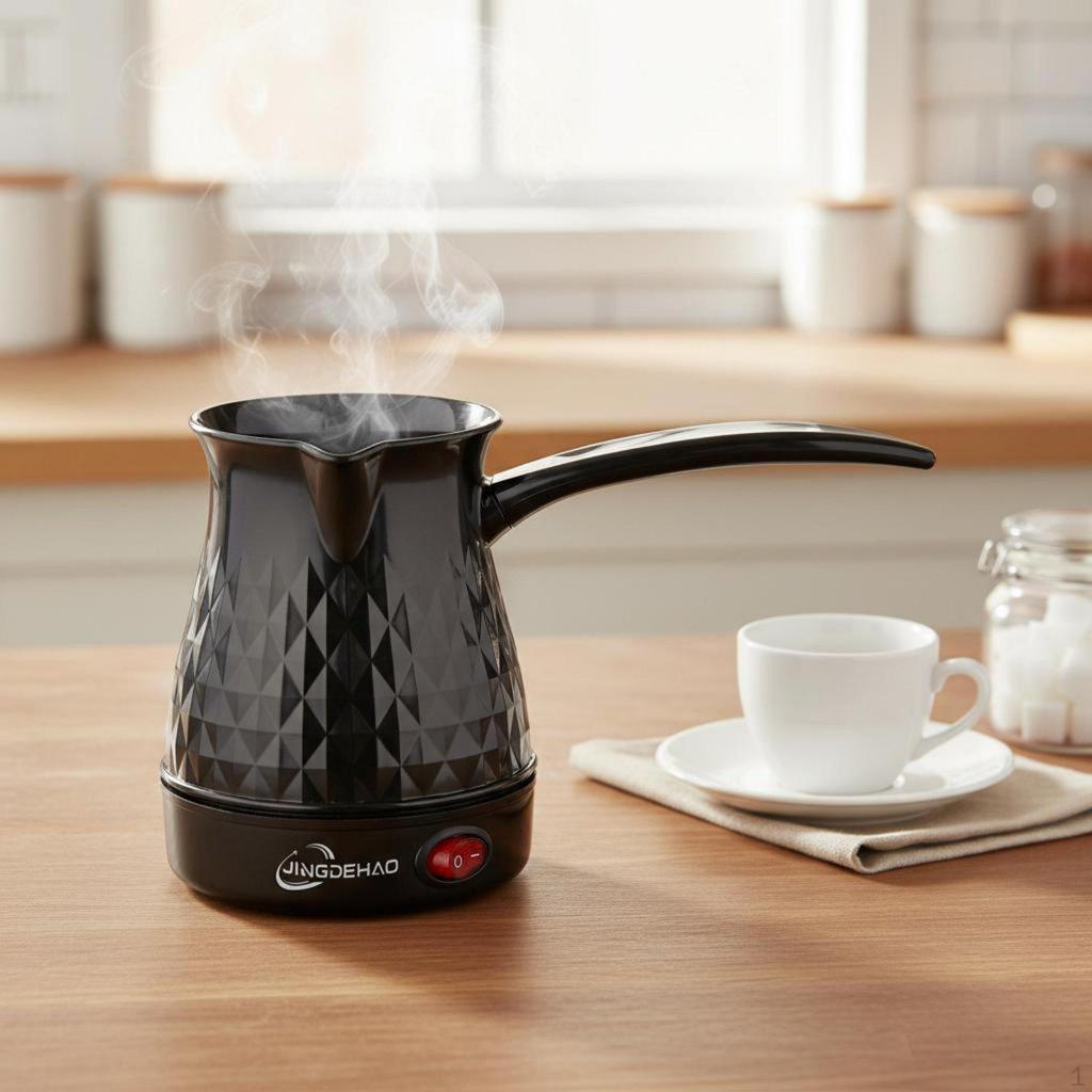Electric Turkish Coffee Pot AntiDry Overheat Protection Maker Fast Heating