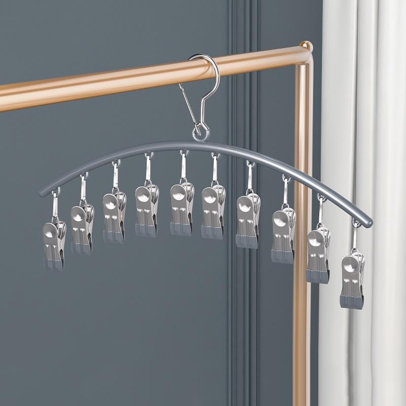 Drying Hanger for Laundry Stainless Steel Metal Multifunctional Waterproof Clothes Hanger with Clips Underwear Socks Hat Hanger