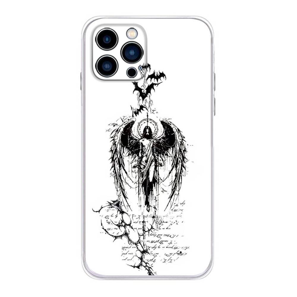 Готический Кибер-Сигил Крест Чехол для Телефона Для iPhone 17 16,15,14,13,12,11 Plus,Pro,Max,XR,Plus,E,Mini Прозрачный Мягкий Чехол