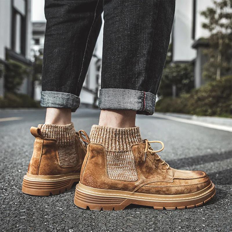 Осенне-зимняя мода Ретро коричневые ковбойские сапоги в западном стиле Женские сапоги Новый образ Стройные, толстые и на устойчивом каблуке Короткие сапоги