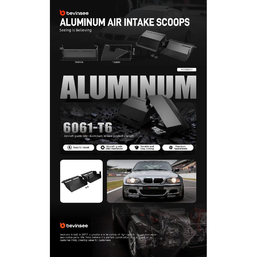 Aluminum Air Intake Scoops for BMW E90 E92 E93 323i 325i 328i 330i 335i 335d for BMW N54 N55 Engine 2007-2012