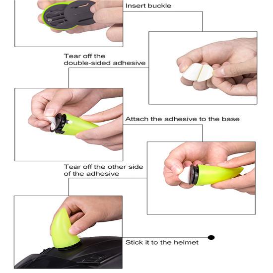 Милый рог дьявола, велосипедный мотоциклетный шлем, угловой двусторонний скотч, эластичный пластиковый головной убор, резиновые рога с подсветкой