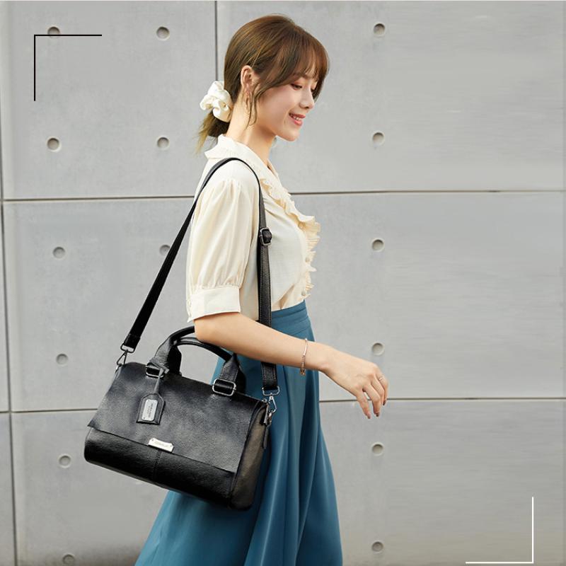 Роскошная женская ретро кожаная сумка через плечо, сумка-мессенджер, большая вместимость, женская однотонная сумка через плечо