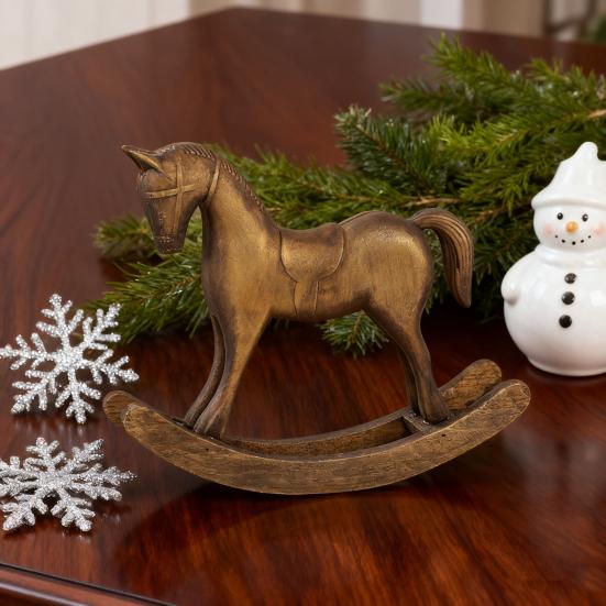 Деревянная резьба Лошадка-качалка Фигурка Винтажная Миниатюрная Статуэтка Лошадки-качалки Украшение для Дома Офиса Гостиной Настольное Украшение Орнамент