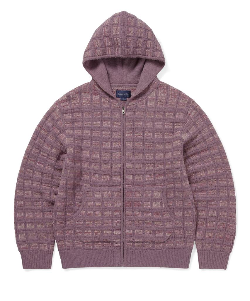 THISISNEVERTHAT Textured Knit Zip Hoodie Dusty Pink
