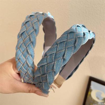 Модные женские джинсовые плетеные повязки на голову для леди и девушек, повседневные обручи для волос, аксессуары