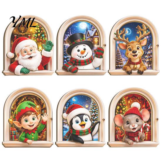 Creative Christmas Tree Decorations Arch Wooden Fridge Magnet Set, Holiday Window Frame 3D Printed Festive Magnets Magnetic Decor for Refrigerator