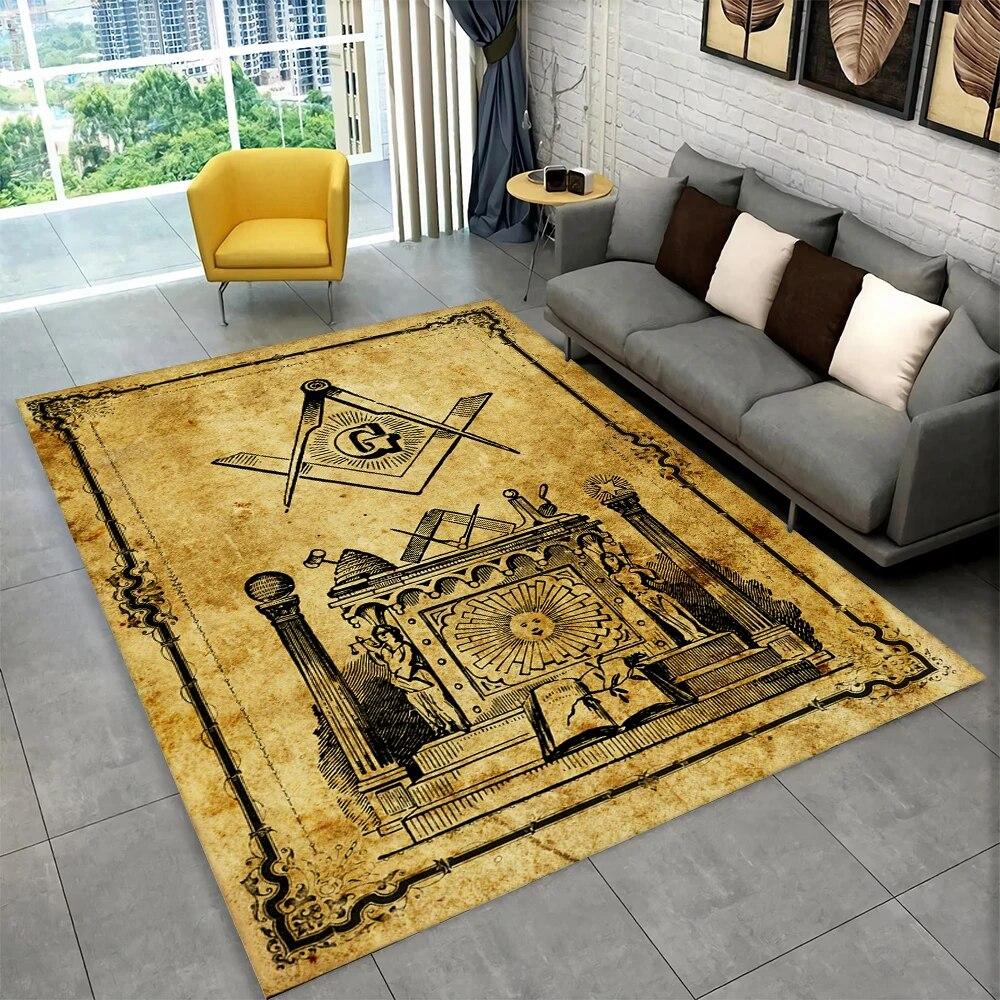 3D Freemason Masonic Illuminati Ring Area Rug,All Seeing Eye Carpet Rug for Living Room Bedroom Doormat Decor,Non-slip Floor Mat