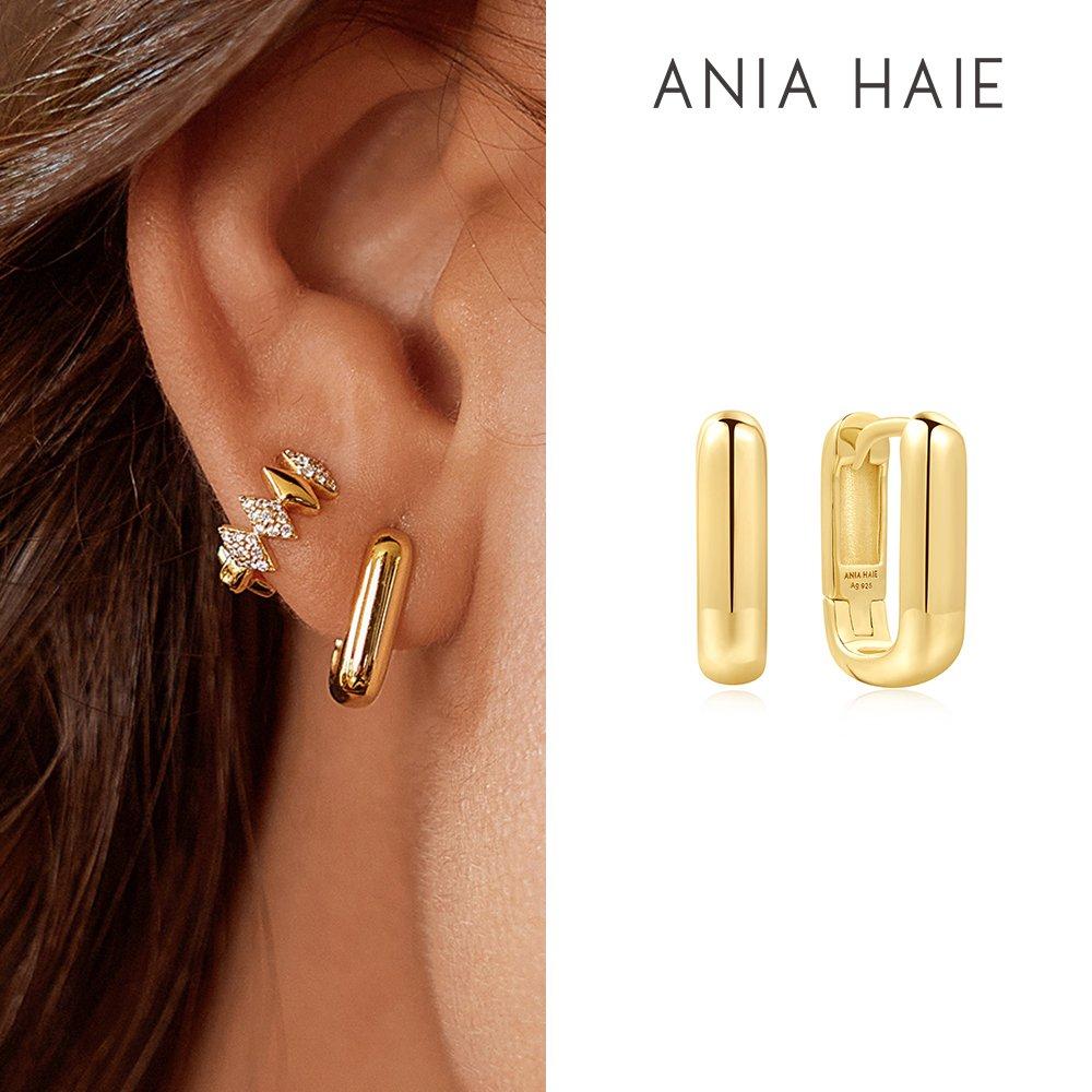 Gold Dome Oval 925 Silver Ring Earrings E061-11G