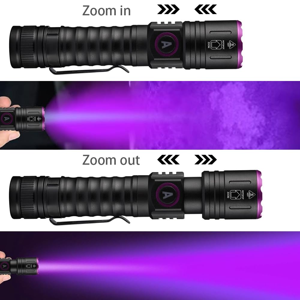 SecurityIng Black Light 395nm 10W Ultraviolet Powerful UV Light USB Rechargeable Anisaki Light Pet Urine Detector Resin Curing Fishing Identification