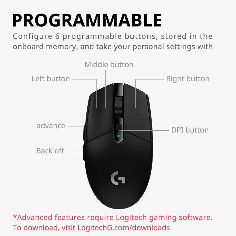 Logitech Беспроводная игровая мышь G304 Ligthspeed с сенсором HERO, долгим временем работы от батареи, 6 программируемыми кнопками. Идеально подходит для работы в офисе и игровых сессий