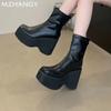 Platform Women Ankle Boots High Heels Leather Shoes Woman 2025 Trend Fashion Elegant Chelsea Boots Winter Goth New Mujer Botas