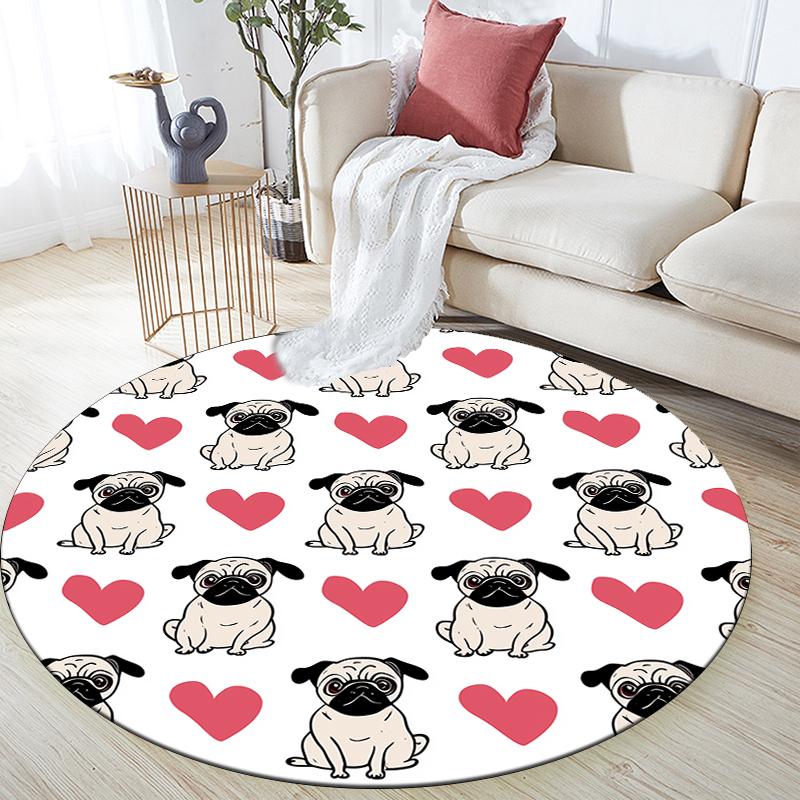 Pug pattern round rug,Carpet Rug for Living Room Bedroom Sofa Playroom Decor,Non-slip Floor Mat,Holiday Gifts and Birthday Gifts