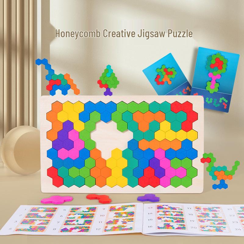 Деревянный пазл «Соты»: Интерактивная развивающая игрушка для детей