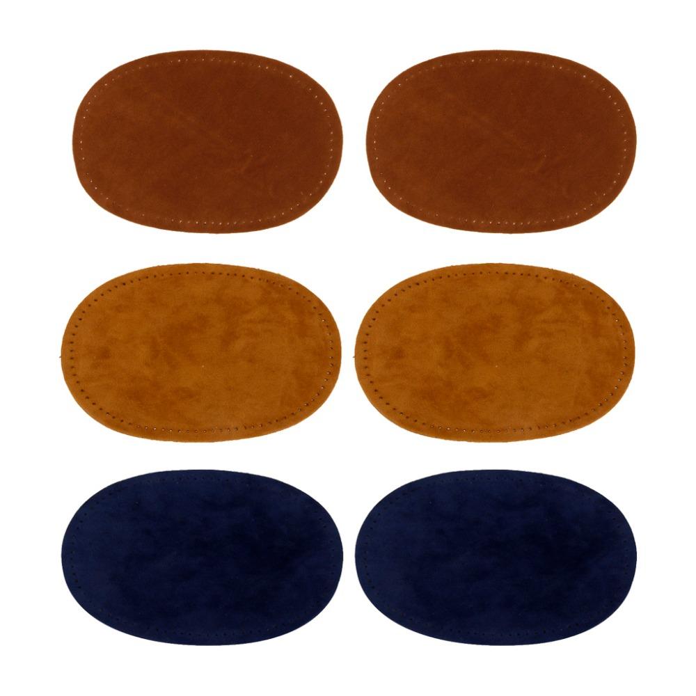 4pcs Oval Suede Cowhide Elbow Knee Velvet Patch Iron On Patches for Sweater Repair Clothing Bag Jeans Garment Sewing Accessories