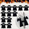 12Pcs Halloween Bat Spoon Fork Holder Spooky Pumpkin Skeleton Ghost Spider Black Cat Cutlery Felt Cover Holiday Party Dining Table Decoration