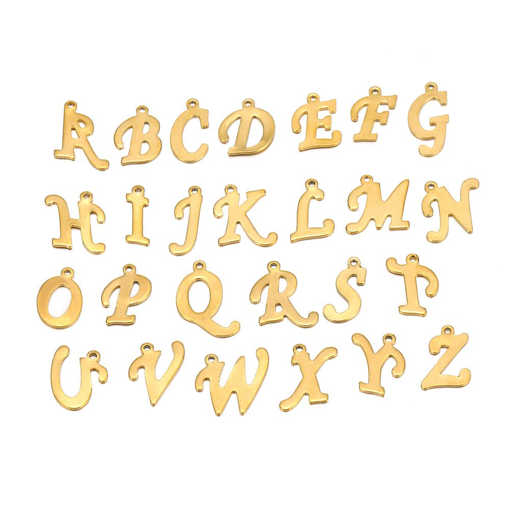 30pcs Stainless Steel A-Z 26 Cursive Font Letter Pendant Alphabet Charms Necklace Pendant DIY Jewelry Bracelet Making Earrings
