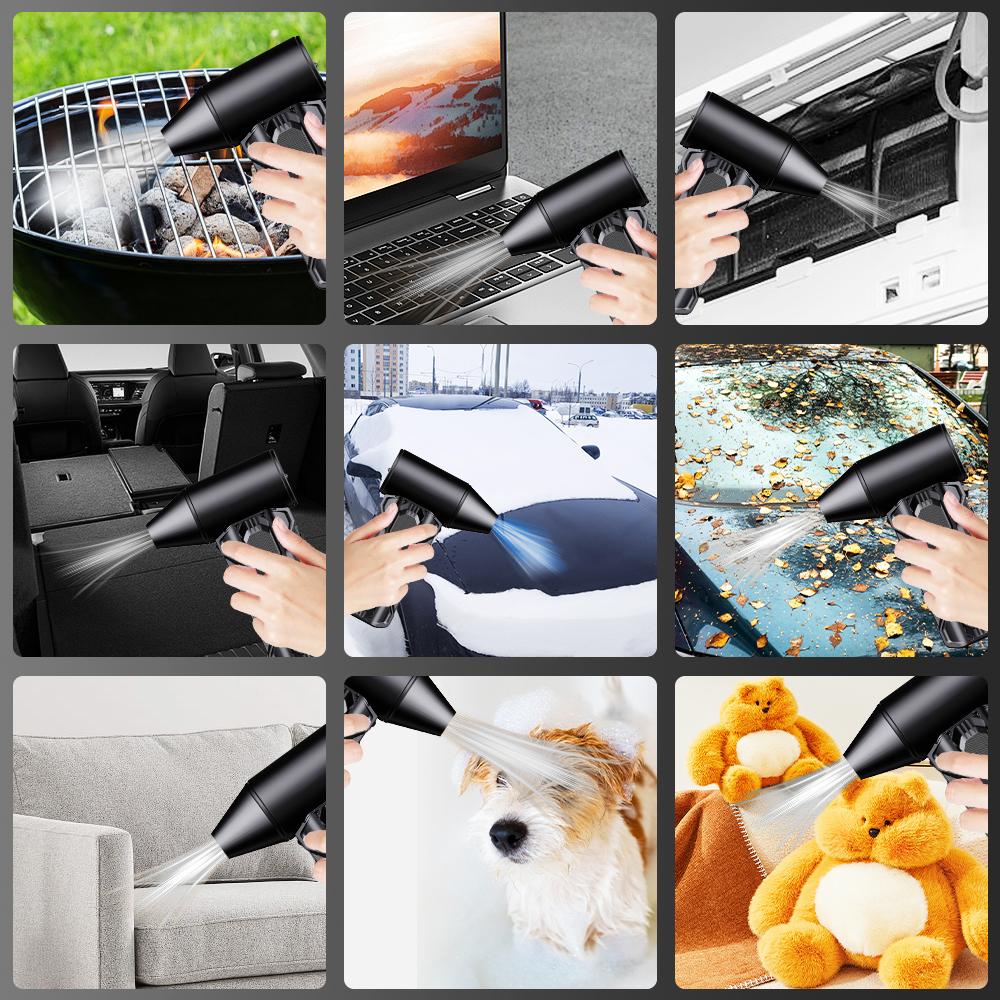 Инструмент для очистки воздуходувкой Турбо-вентилятор 3 регулируемые скорости Портативный Мощный вентилятор Электрический пылесос для воздуха Обдув автомобиля от снега 130000 об/мин 2025