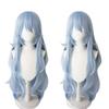 Rei Ayanami Anime Wig Costume Character Long Wavy Light Blue Party Cosplay Wig Synthetic Hair