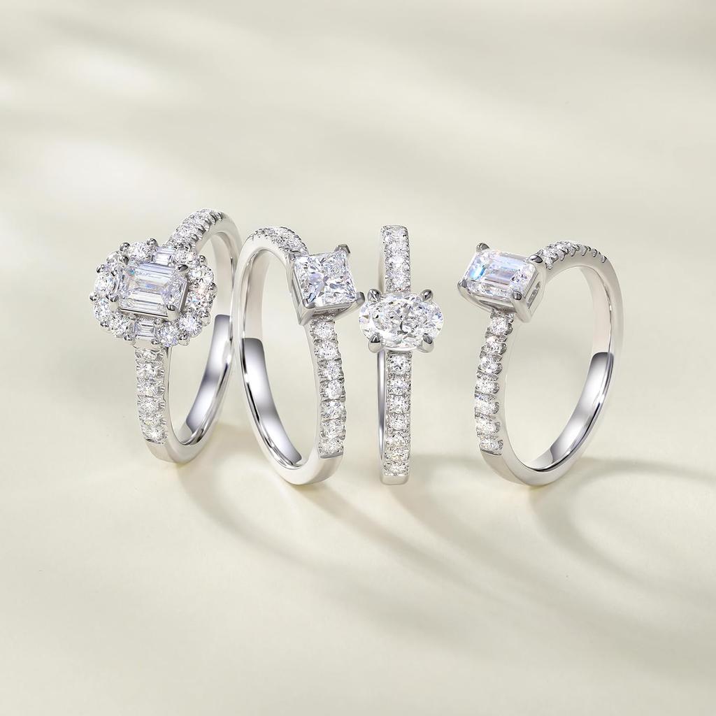 FANCIME Бриллиантовое кольцо Основной размер Стерлинговое серебро Овальная огранка Идеально для и Подарочная упаковка Женское "Одно обещание" Камень 0,5 карата (0,61 карат) / 0,61 карата (0,5 карата) /