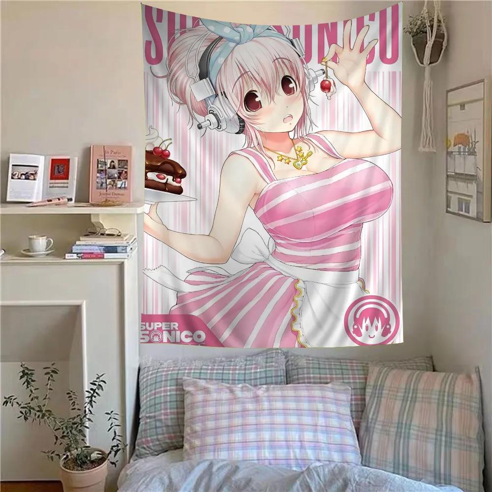 Super S-Sonico Manga Classic Anime Wall Tapestry Bohemian Wall Tapestries Mandala Home Decor for Living Room Bedroom Dorm