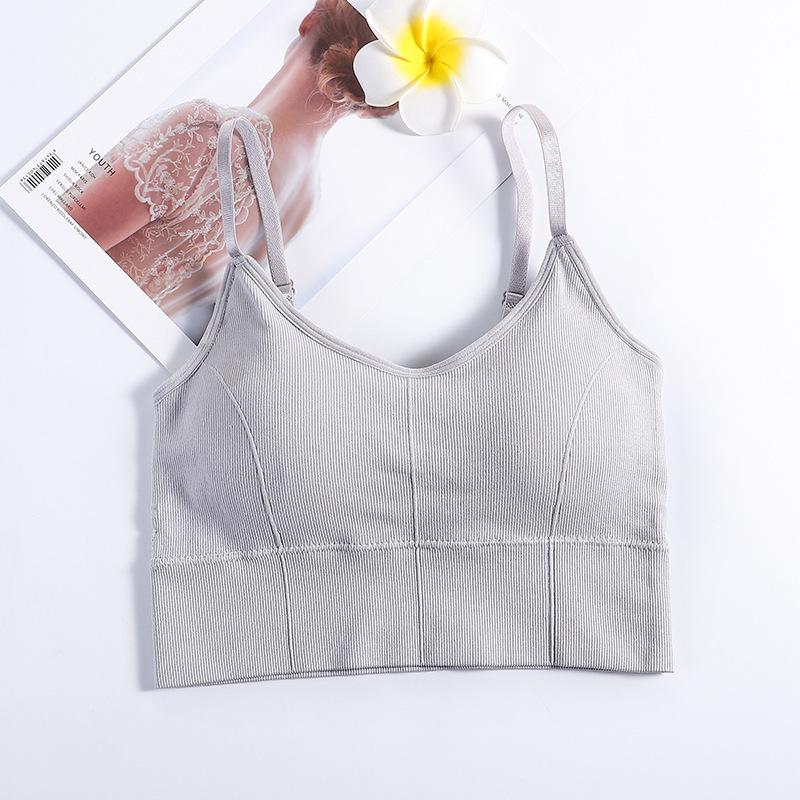 Women's 646 Kaka Backless Camisole Top with Chest Pads, Anti-Exposure Bandeau, Wire-Free Sports Bra.