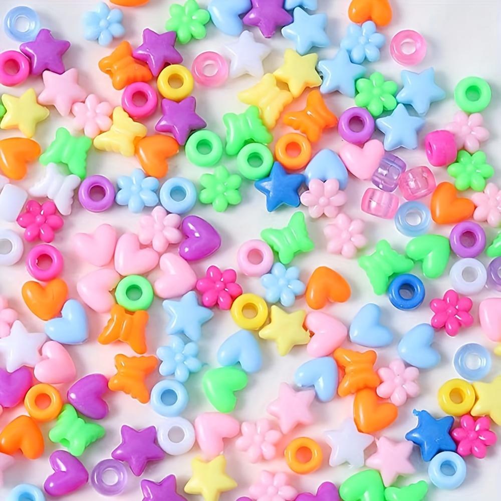20/40/60 г разноцветные пластиковые бусины маленькие перфорированные бусины для творчества бусины в форме звезд, сердец, цветов для браслетов бусины для плетения волос бусины для изготовления украшений