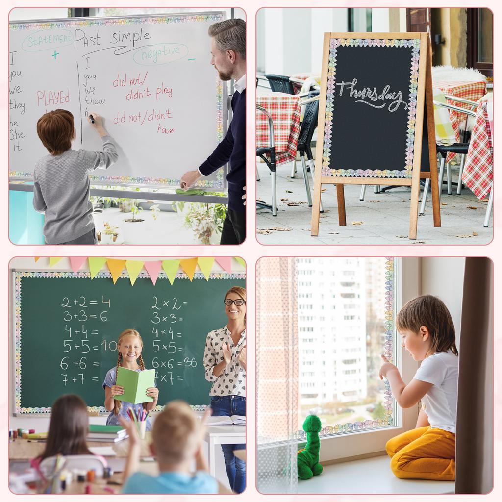 10M Bow Bulletin Board Border Decorative Bulletin Board Trim for Chalkboard Wall Office Classroom Home Window Party Decoration