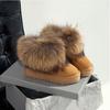 Winter Round Head Flat with Warm and Comfortable Non-slip Snow Boots Suede Muffin Bottom Short Tube Wool Cotton Boots