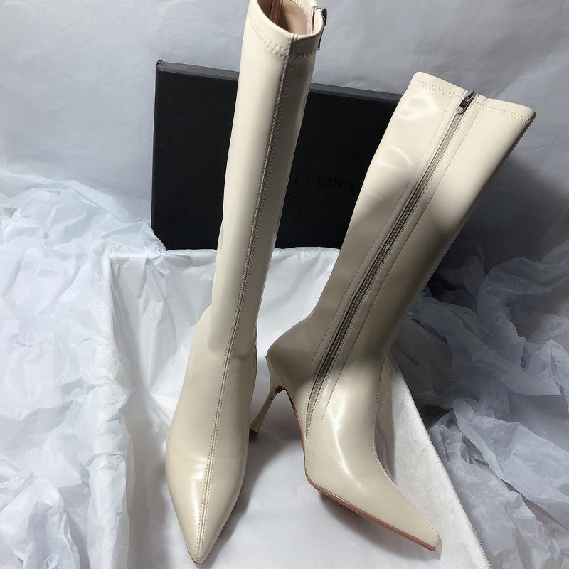 Women's High-heeled Boots with Slender Heels Sexy Pointed High-heeled Elastic Boots Fashion Knee-high High Heel Boots for Women