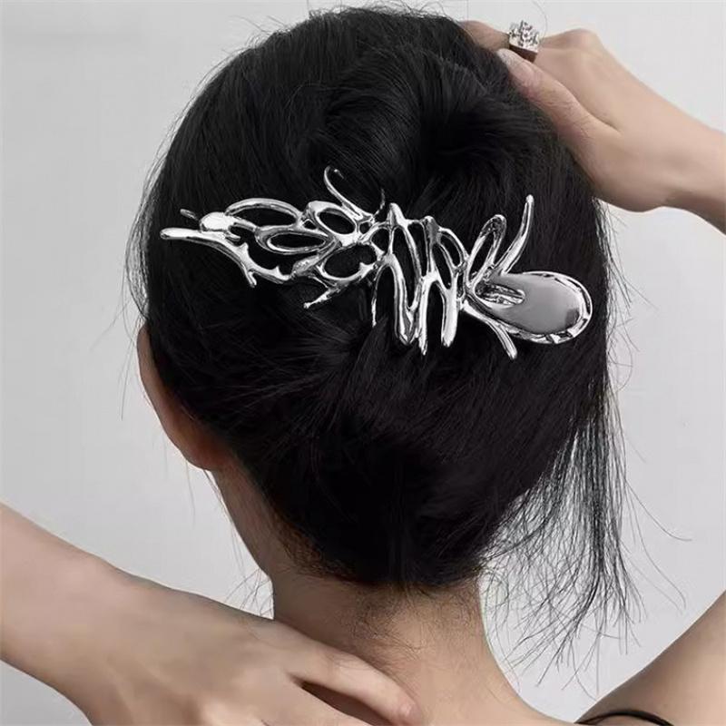 Y2K Геометрическая Женская Заколка-Краб для Волос Большая Металлическая Заколка-Акула для Волос Индивидуальность Нескользящие Зажимы для Волос Аксессуары для Волос