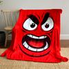 Angry Cartoon Face On Red Background Patterned Blanket, Flannel, Suitable for All Seasons, Home Decor, Warm and Cozy