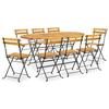 VidaXL 9-piece Folding Outdoor Dining Furniture Solid Acacia Wood
