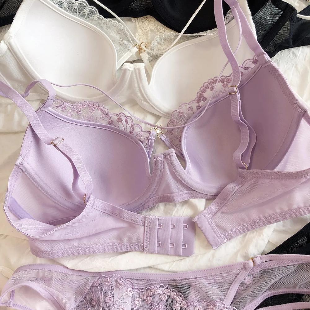 Сексуальный полый крестообразный бюстгальтер-слинг, французское кружево, вышивка цветами, женский комплект нижнего белья, удобный тонкий пуш-ап, романтическое нижнее белье