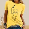 Женская летняя футболка с принтом милого котенка, футболки с коротким рукавом, повседневные топы с принтом