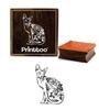Printtoo Square Wooden Rubber Stamp Cat & Floral Pattern Card Making Stamps-2 X 2