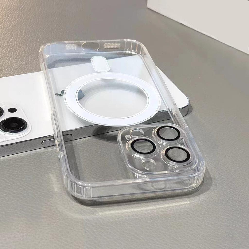 С защитной пленкой для объектива Подходящий для Apple 16 Прозрачный чехол с магнитной фиксацией Iphone15 Прозрачный противоударный 14 Акриловый 12 Защитный чехол