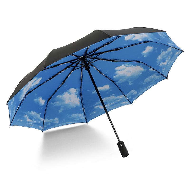 Umbrella Automatic Double-layer 10-bone Rain-proof and Wind-resistant Three-fold Men's Umbrella