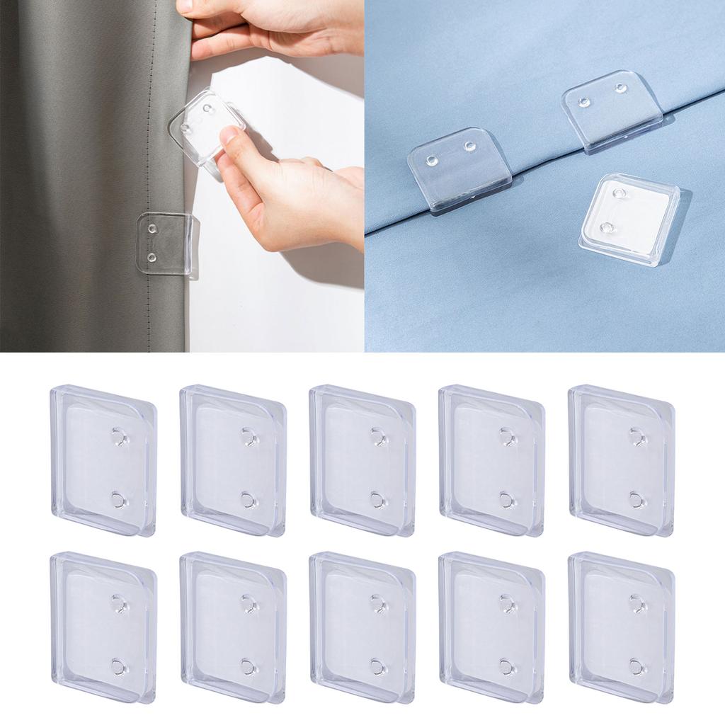 10pcs Clear Shower Curtain Clips Self Adhesive Shower Curtain Clip No Tool Required Prevents Slipping of Shower Curtains