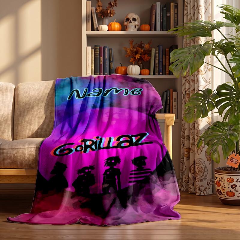 Gorillaz Custom Flannel Blankets Soft Warm Cozy Throws for Home Decor Holiday Gifts