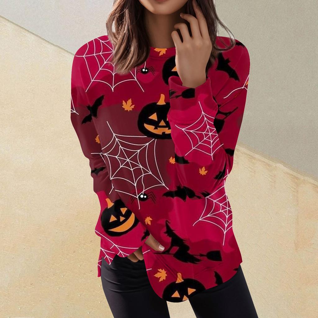 Женский повседневный модный пуловер с длинным рукавом и круглым вырезом с принтом