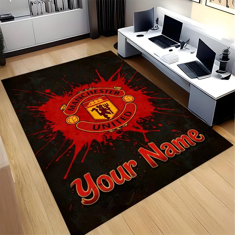 Manchester United (23) Rug Customizable Text Suitable For Spaces Such As Bedrooms And Entryways Features A Non Slip Backing An Ideal Choice For A Gift