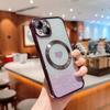 For iPhone 14 Case Compatible with MagSafe Electroplating TPU Phone Cover Aesthetic Glitter Love Heart