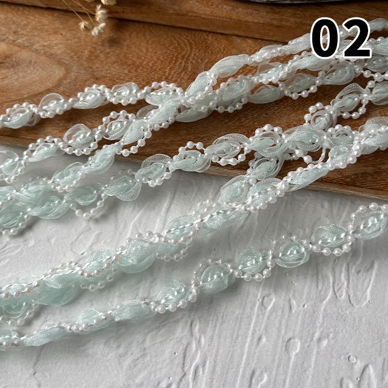 Lolita Lace Bead Ruffled Lace Fabric Pleated Edging Satin Ribbon Diy Baby Clothing Skirt Curtain Furniture Decoration Lace Trim